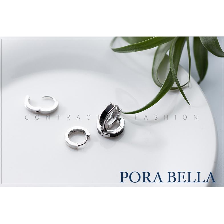 <Porabella>925純銀耳環 個性帥氣 黑白情侶款 韓風百搭 穿洞式耳環 Earrings-細節圖2