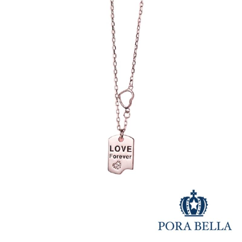 <Porabella>925純銀鋯石項鍊 小方牌LOVE純銀項鍊 輕奢設計感新款吊墜 Necklace-細節圖2