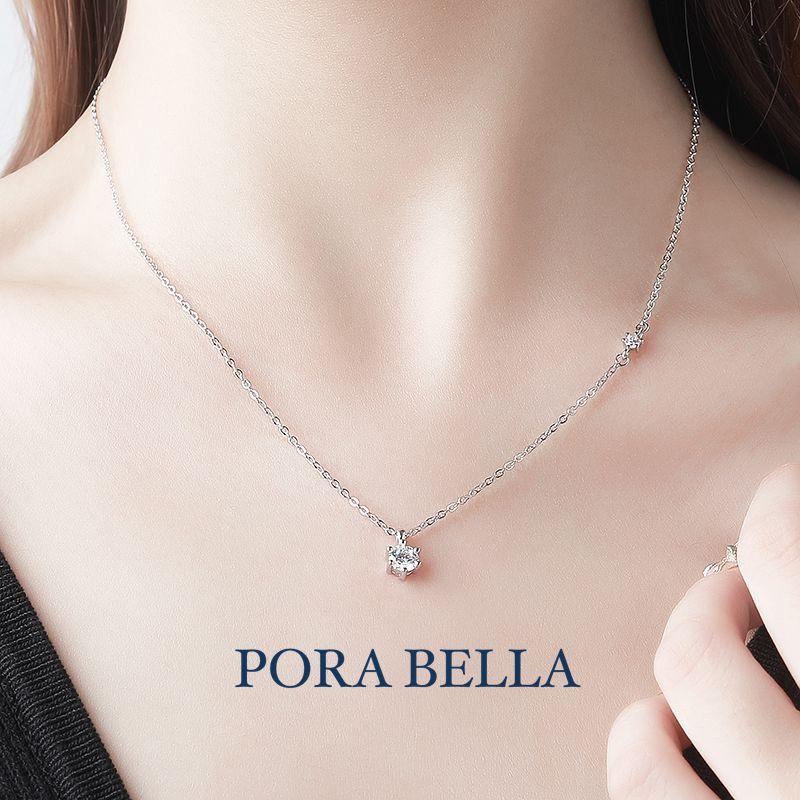 <Porabella>925純銀鋯石項鍊 幾何 貴氣 焦點 燦爛 純銀項鍊 Necklace-細節圖3