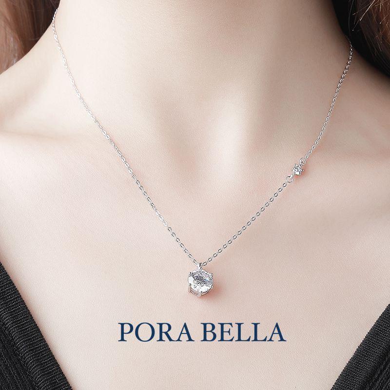 <Porabella>925純銀鋯石項鍊 幾何 貴氣 焦點 燦爛 純銀項鍊 Necklace-細節圖4