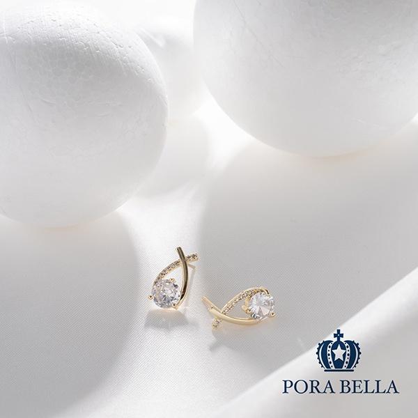 <Porabella>925銀針大鋯石交叉耳環 Diamond Earrings-細節圖3