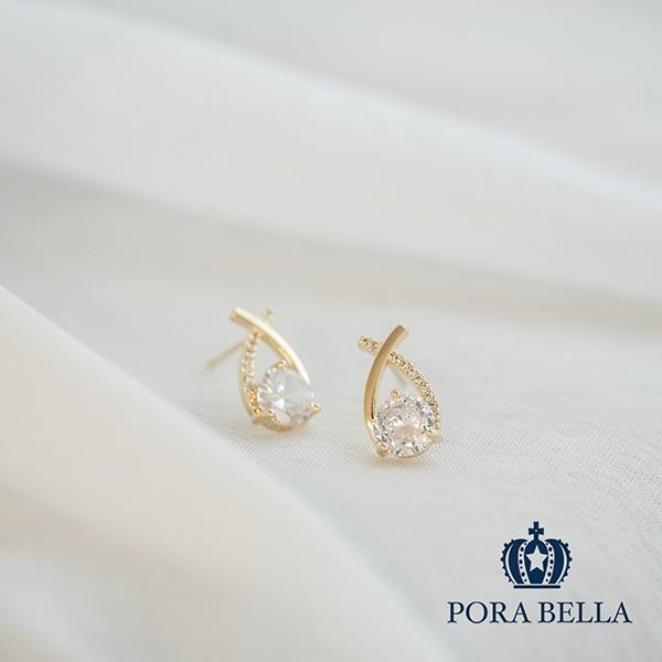 <Porabella>925銀針大鋯石交叉耳環 Diamond Earrings-細節圖4