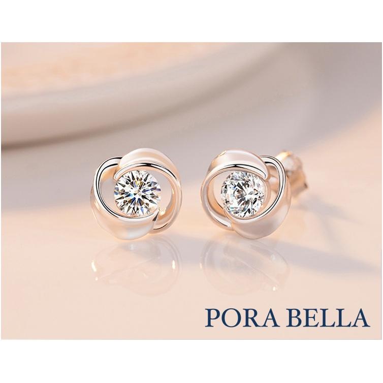 <Porabella>925純銀鋯石耳環 簡約大方 小資女必備百搭 玫瑰花狀 Earrings-細節圖2