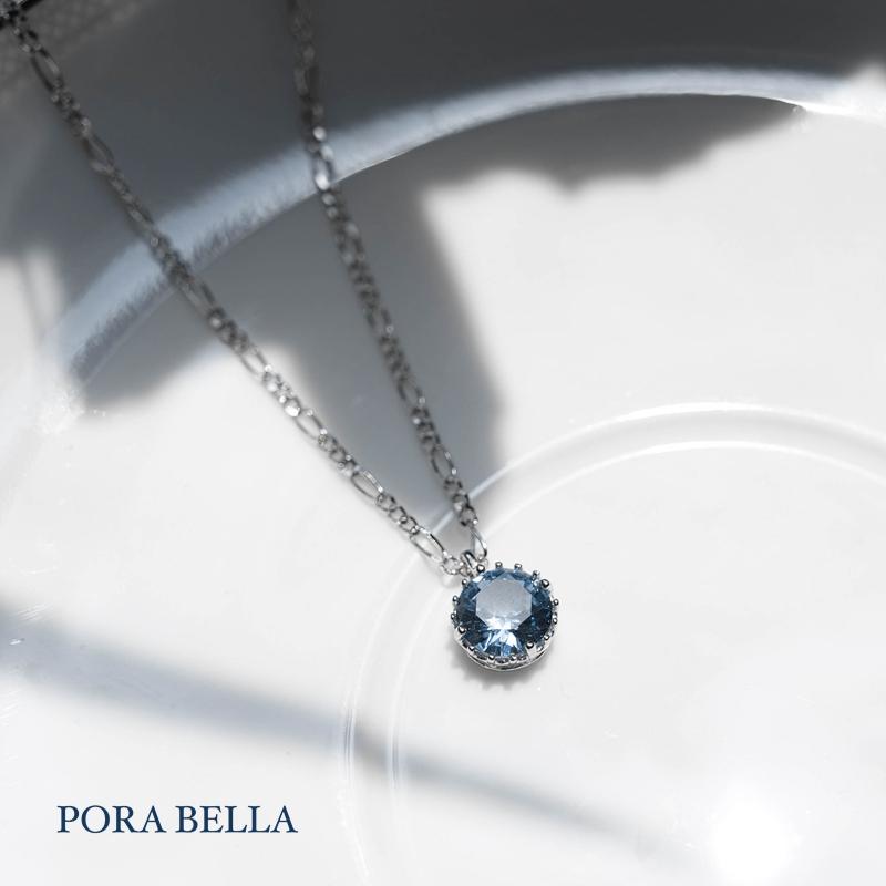 <Porabella>925純銀鋯石項鍊 單顆藍寶石 純銀項鍊 氣質 寶寶藍 Necklace-細節圖5