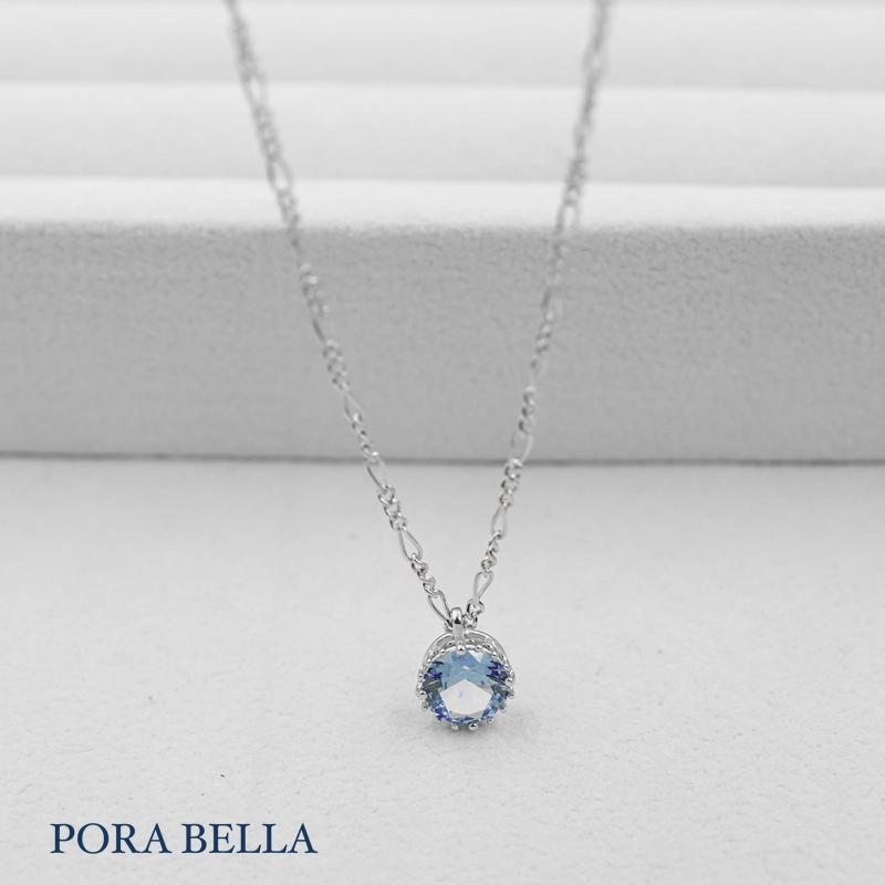 <Porabella>925純銀鋯石項鍊 單顆藍寶石 純銀項鍊 氣質 寶寶藍 Necklace-細節圖8