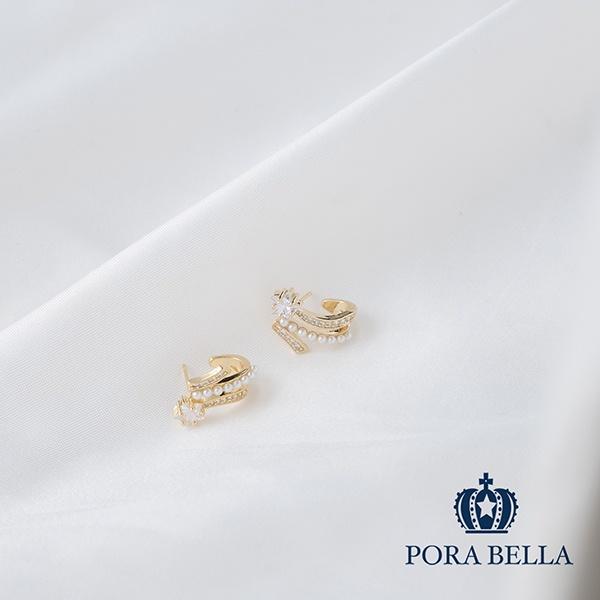 <Porabella>925銀針流星五角星鋯石珍珠耳環 Stars Pearl Earrings-細節圖4