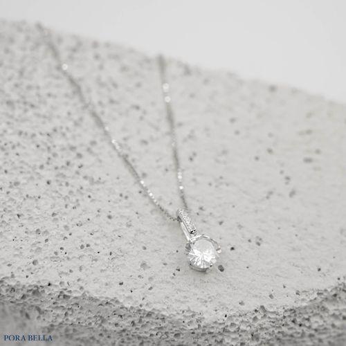 <Porabella>925純銀T型鑽單顆鋯石項鍊 優雅簡單大方獨特氣質款項鍊 Necklace-細節圖4