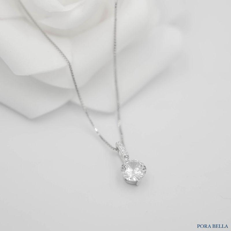 <Porabella>925純銀T型鑽單顆鋯石項鍊 優雅簡單大方獨特氣質款項鍊 Necklace-細節圖5