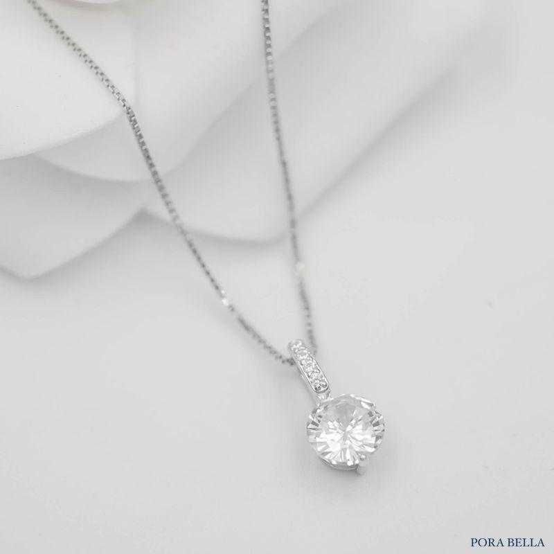 <Porabella>925純銀T型鑽單顆鋯石項鍊 優雅簡單大方獨特氣質款項鍊 Necklace-細節圖6
