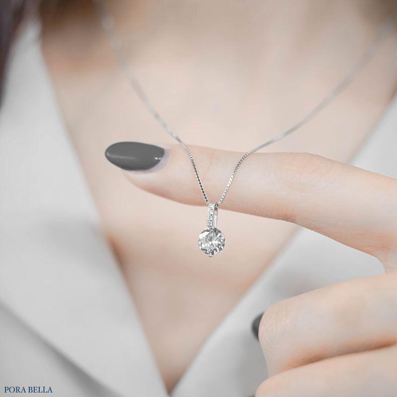 <Porabella>925純銀T型鑽單顆鋯石項鍊 優雅簡單大方獨特氣質款項鍊 Necklace-細節圖7
