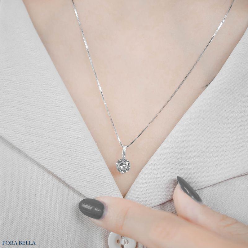 <Porabella>925純銀T型鑽單顆鋯石項鍊 優雅簡單大方獨特氣質款項鍊 Necklace-細節圖8