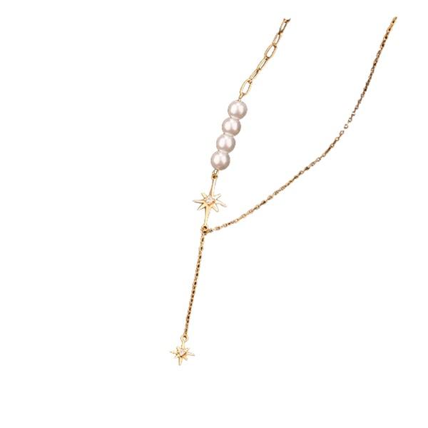<Porabella>925純銀鋯石珍珠項鍊 輕奢設計感新款吊墜氣質珍珠不對襯拼接 Pearl Necklace-細節圖2