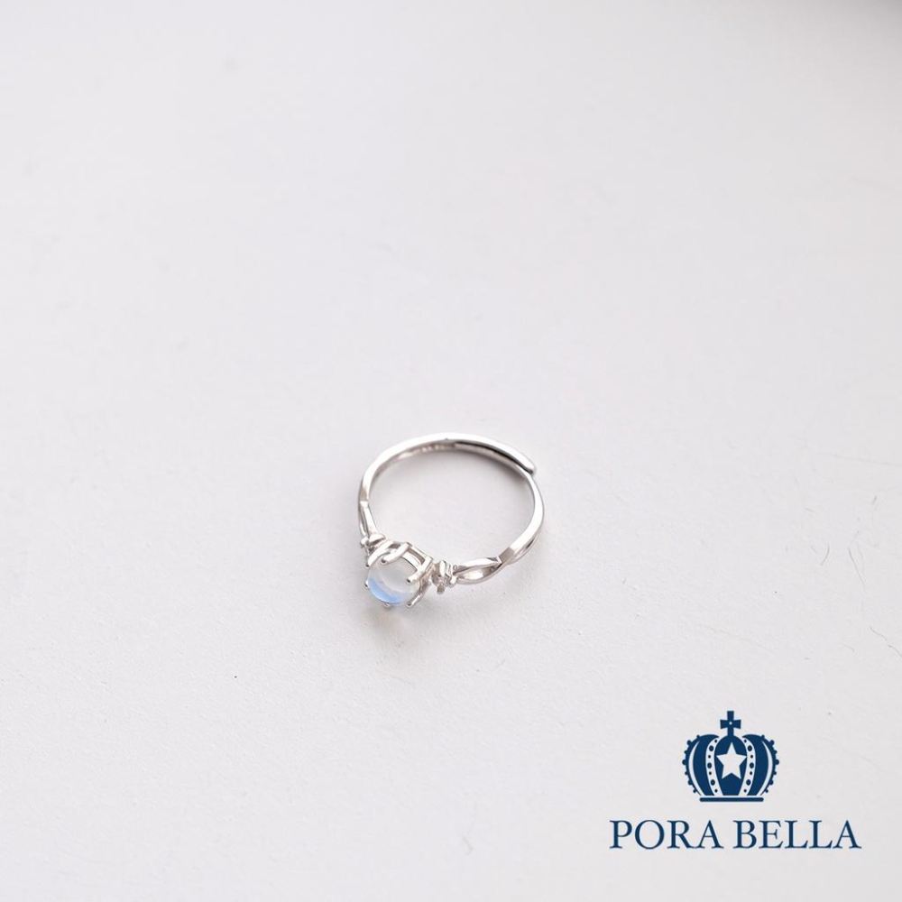 <Porabella>925純銀鋯石戒指 人魚的眼淚 海洋 月光石戒指 淨化戒指 可調開口式 Rings-細節圖7