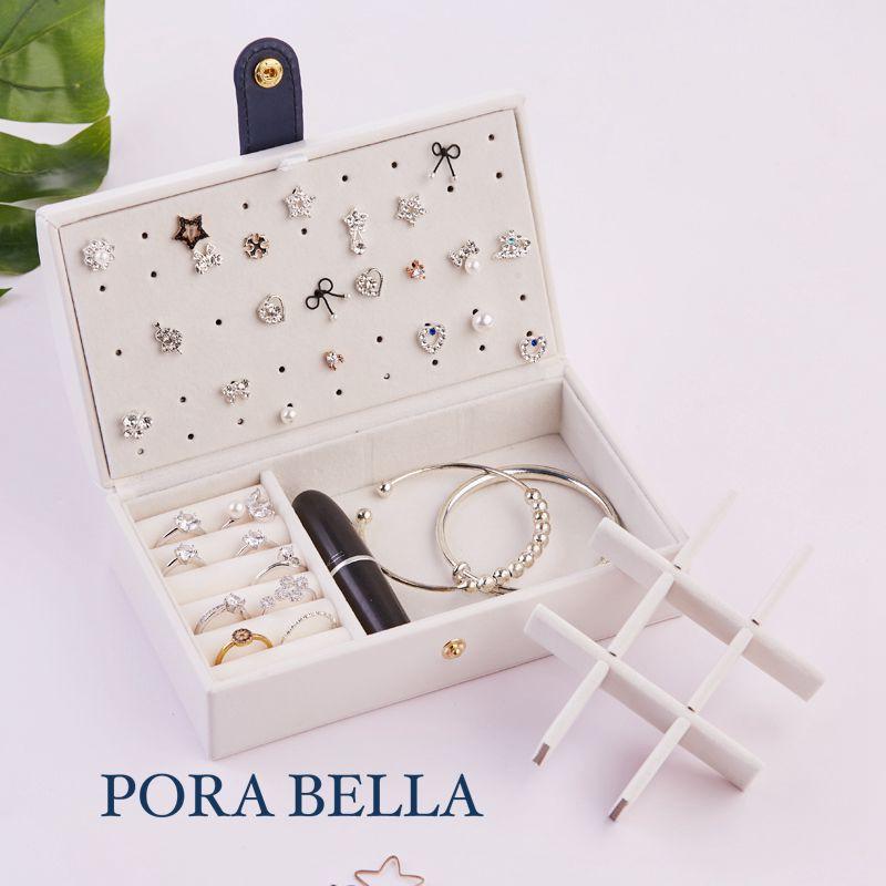 <Porabella>貴婦皮革首飾盒 圓弧形 珠寶盒 旅行旅遊 絨布盒飾品盒 戒指項鍊耳環耳夾收納 展示架展示收納盒-細節圖3