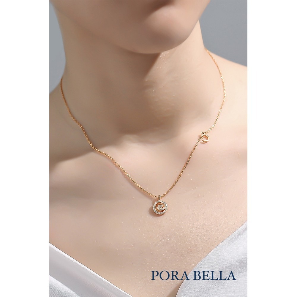 Porabella  現貨 925純銀鋯石項鍊 英文 字母項鍊 告白 姊妹 圓牌純銀項鍊 Necklace-細節圖4