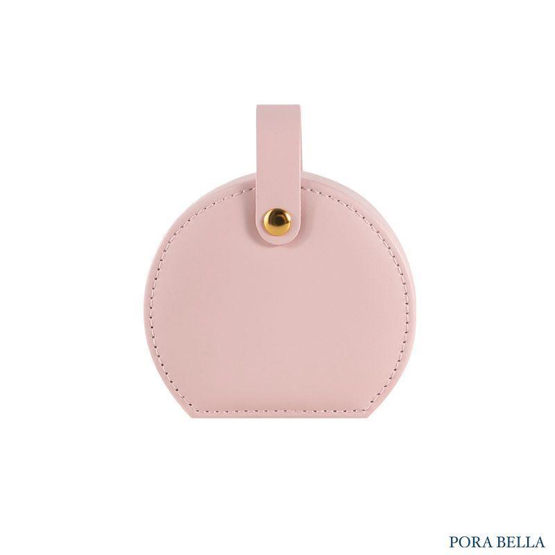 <Porabella>超可愛皮革首飾盒 圓形小巧輕便 珠寶盒  出國攜帶飾品盒 戒指項鍊耳環耳夾收納 飾品收納 交換禮物-細節圖2