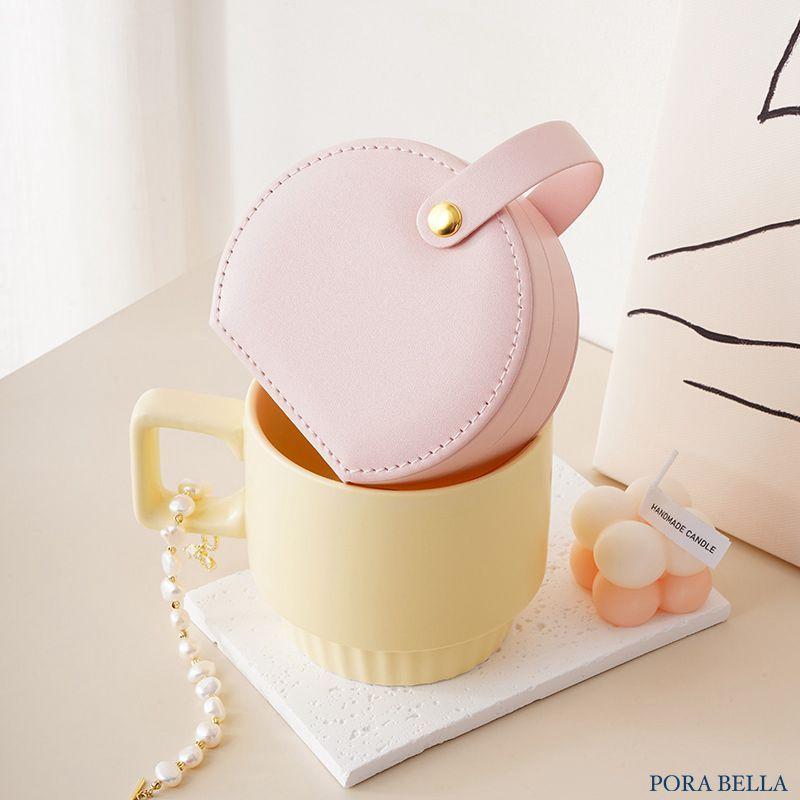<Porabella>超可愛皮革首飾盒 圓形小巧輕便 珠寶盒  出國攜帶飾品盒 戒指項鍊耳環耳夾收納 飾品收納 交換禮物-細節圖5