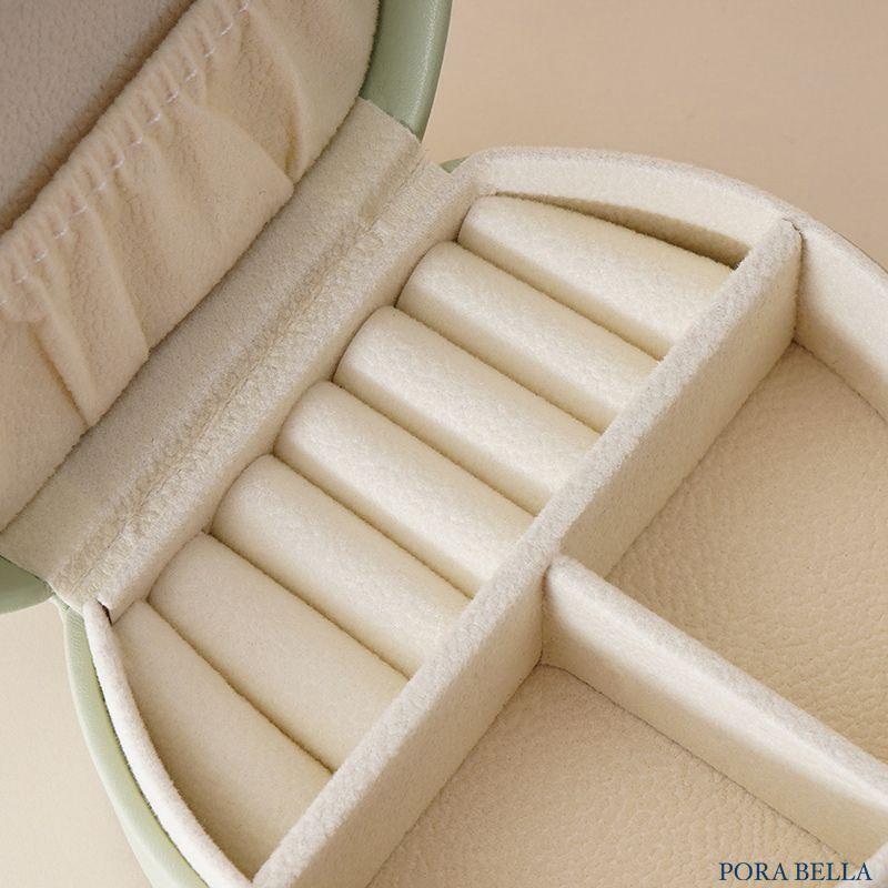 <Porabella>超可愛皮革首飾盒 圓形小巧輕便 珠寶盒  出國攜帶飾品盒 戒指項鍊耳環耳夾收納 飾品收納 交換禮物-細節圖9