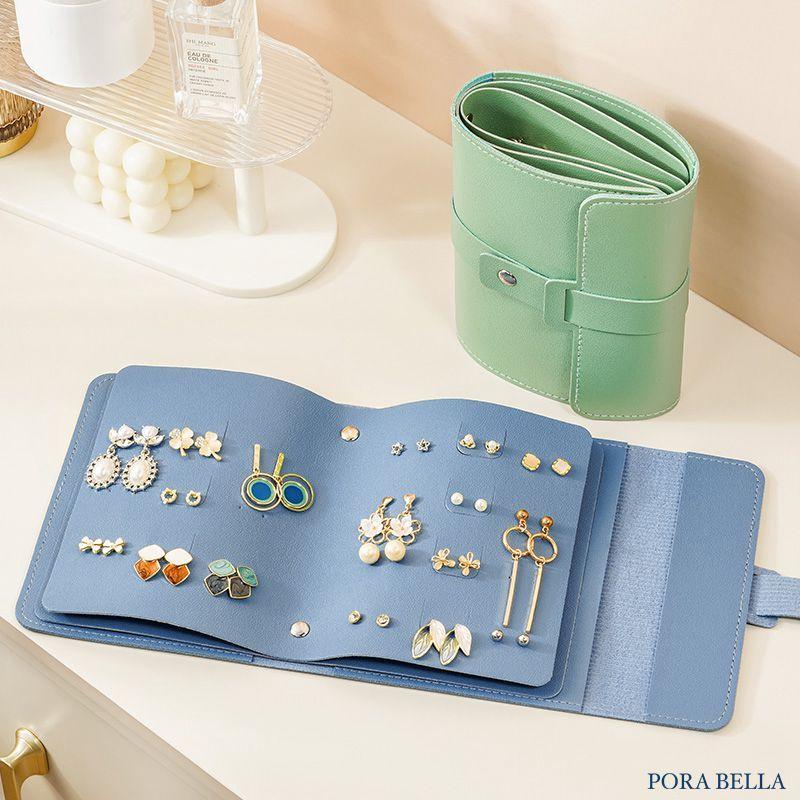 <Porabella>新款耳環耳夾皮革首飾本 方便攜帶旅行旅遊 耳環皮革首飾本 飾品戒指項鍊耳環耳夾收納 展示收納盒防水-細節圖6