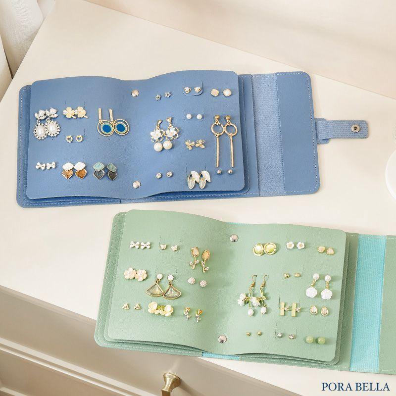 <Porabella>新款耳環耳夾皮革首飾本 方便攜帶旅行旅遊 耳環皮革首飾本 飾品戒指項鍊耳環耳夾收納 展示收納盒防水-細節圖7