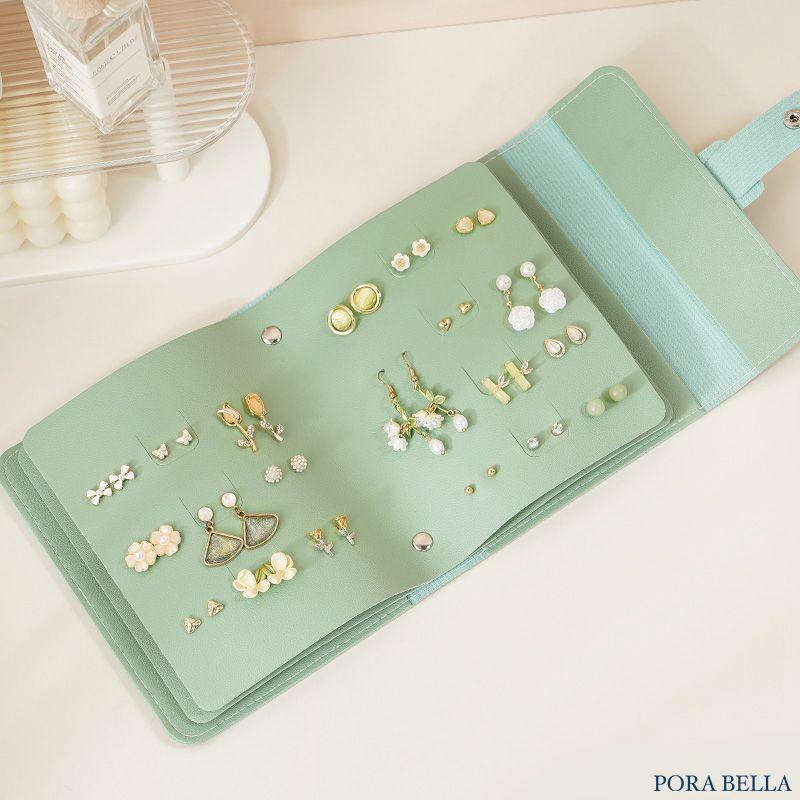 <Porabella>新款耳環耳夾皮革首飾本 方便攜帶旅行旅遊 耳環皮革首飾本 飾品戒指項鍊耳環耳夾收納 展示收納盒防水-細節圖8