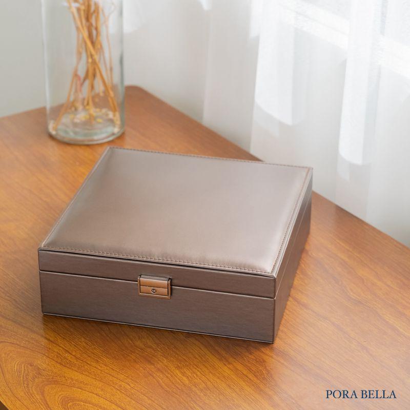 <Porabella>新款大容量皮革首飾盒 珠寶盒旅行旅遊 絨布飾品盒 飾品戒指項鍊耳環耳夾收納 展示架展示收納盒防水-細節圖5