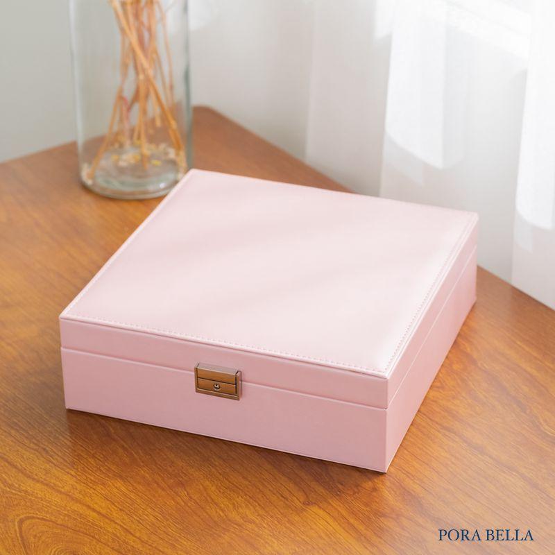 <Porabella>新款大容量皮革首飾盒 珠寶盒旅行旅遊 絨布飾品盒 飾品戒指項鍊耳環耳夾收納 展示架展示收納盒防水-細節圖7