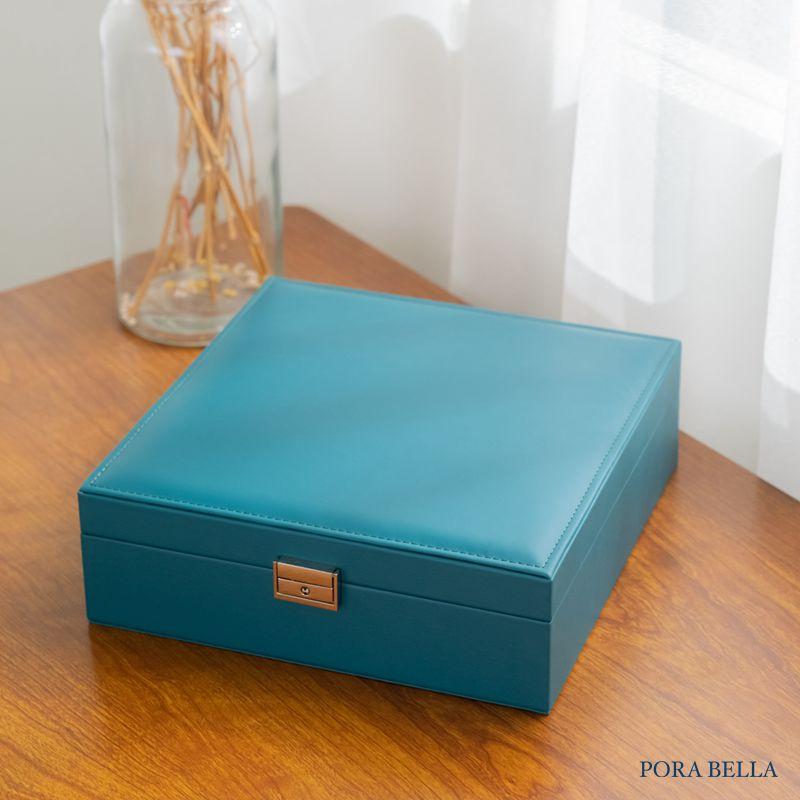 <Porabella>新款大容量皮革首飾盒 珠寶盒旅行旅遊 絨布飾品盒 飾品戒指項鍊耳環耳夾收納 展示架展示收納盒防水-細節圖9