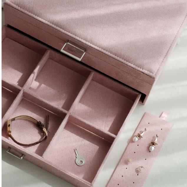<Porabella>新款雙層絨布抽屜式首飾盒 可上鎖飾品收納盒 戒指項鍊耳環耳夾收納展示收納盒 多色可選-細節圖3