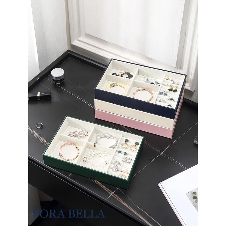 <Porabella>2023新款皮革首飾盒 珠寶盒 ins精緻壓克力蓋 飾品戒指項鍊耳環耳夾收納 展示架展示抽屜收納-細節圖2