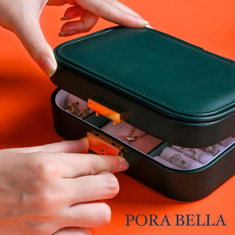<Porabella>貴婦皮革首飾盒 珠寶盒 旅行旅遊 絨布盒飾品盒 飾品戒指項鍊耳環耳夾收納 展示架展示收納盒防水-細節圖5
