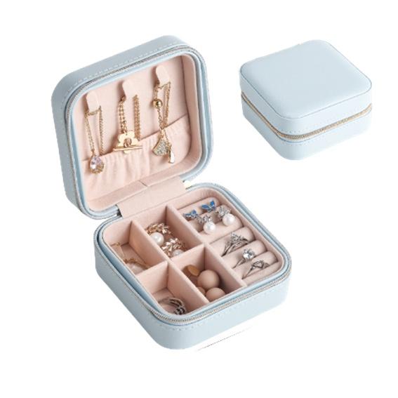 <Porabella>簡約皮革首飾盒 珠寶盒 旅行旅遊 絨布盒飾品盒 飾品戒指項鍊耳環耳夾收納 展示收納盒防水 交換禮物-細節圖2