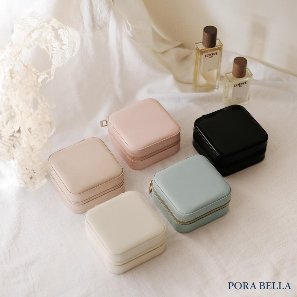 <Porabella>簡約皮革首飾盒 珠寶盒 旅行旅遊 絨布盒飾品盒 飾品戒指項鍊耳環耳夾收納 展示收納盒防水 交換禮物-細節圖3