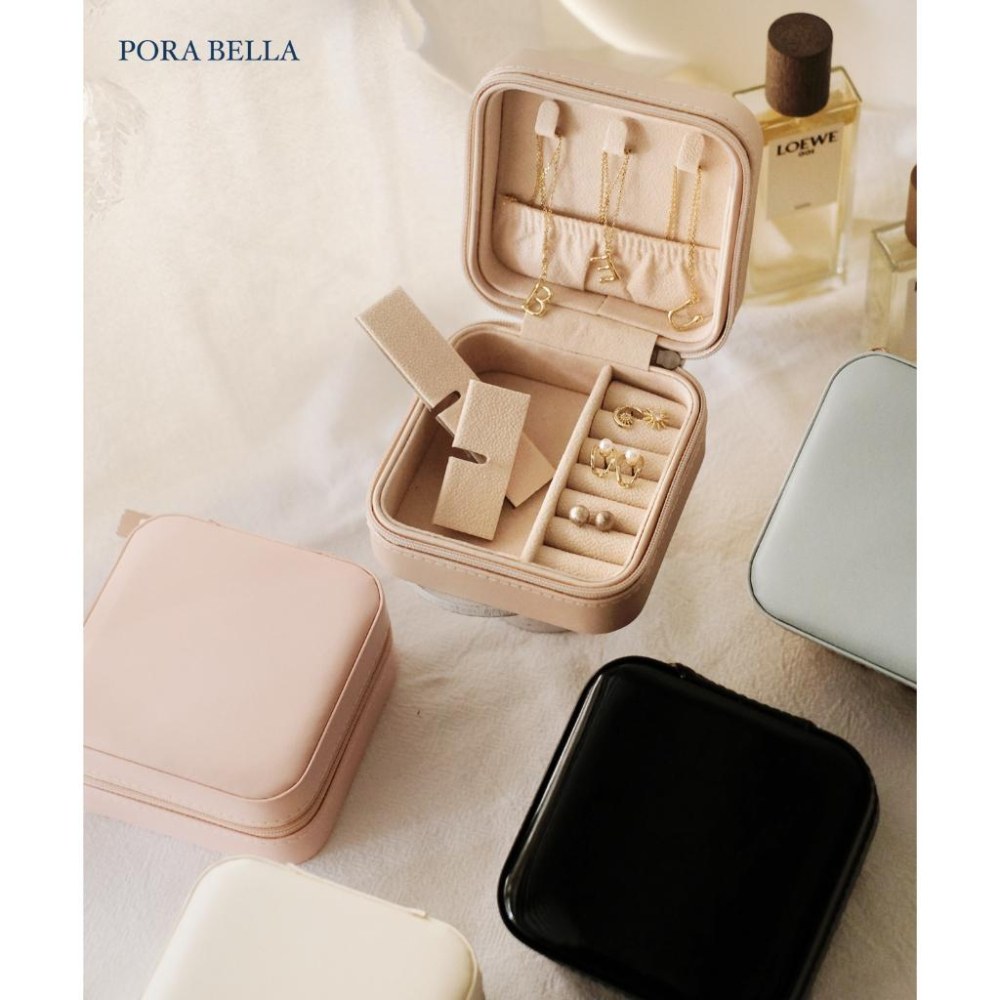 <Porabella>簡約皮革首飾盒 珠寶盒 旅行旅遊 絨布盒飾品盒 飾品戒指項鍊耳環耳夾收納 展示收納盒防水 交換禮物-細節圖7