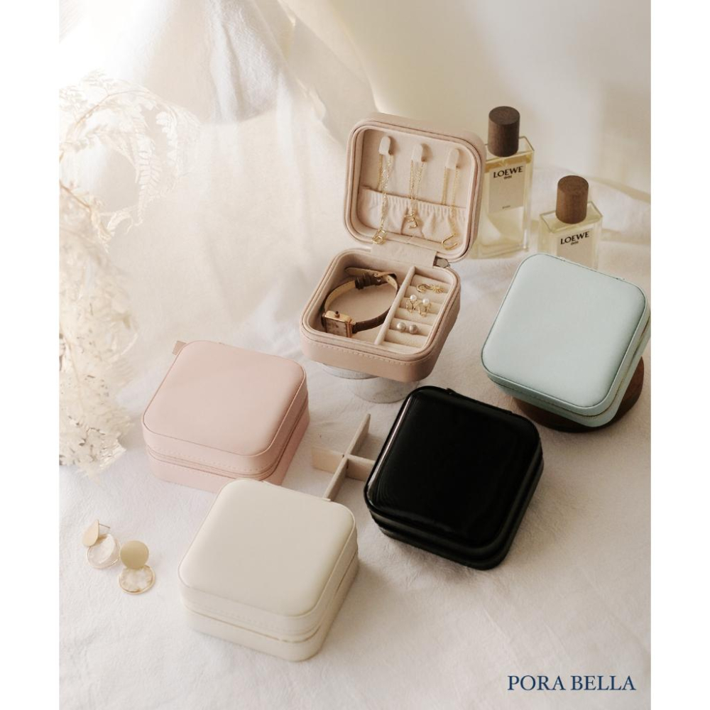<Porabella>簡約皮革首飾盒 珠寶盒 旅行旅遊 絨布盒飾品盒 飾品戒指項鍊耳環耳夾收納 展示收納盒防水 交換禮物-細節圖8