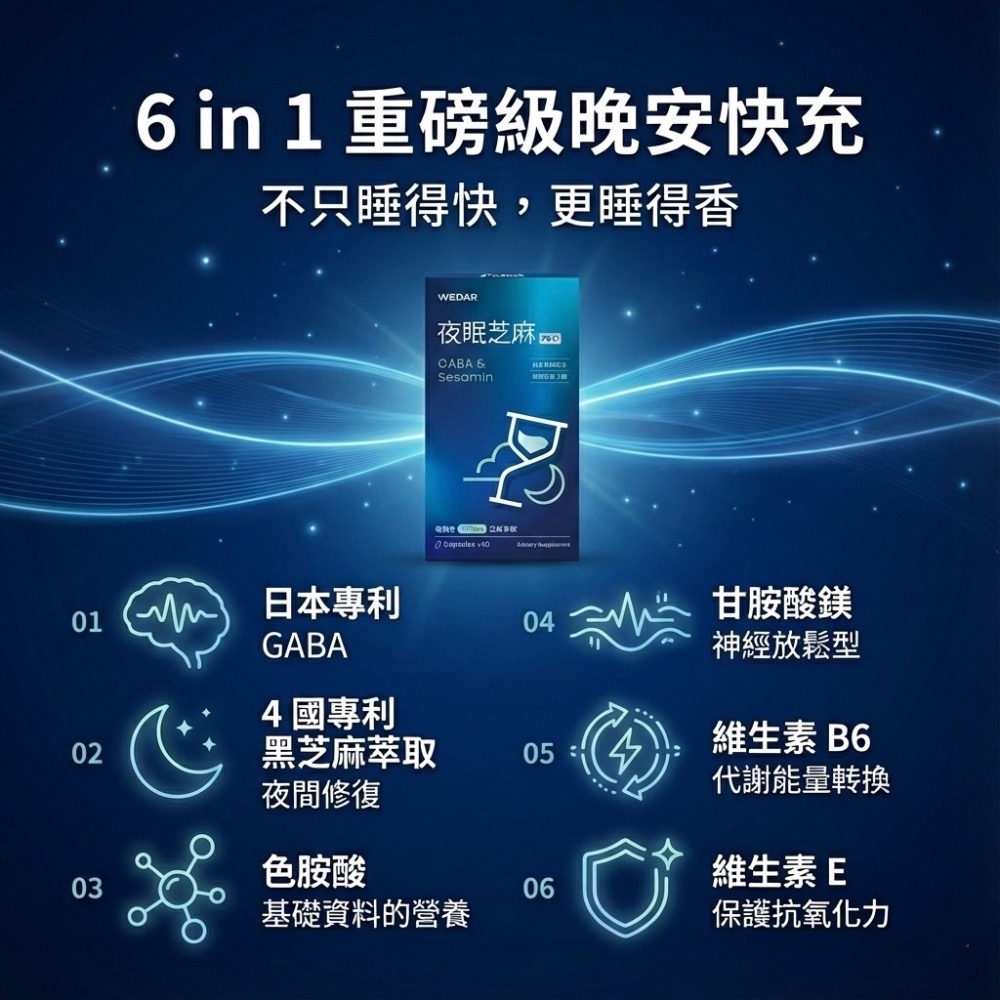 Wedar 薇達 夜眠芝麻pro 芝麻眠pro 夜眠芝麻E 芝麻E 夜眠芝麻 生理機能調解 30顆/盒 WEDAR-細節圖3