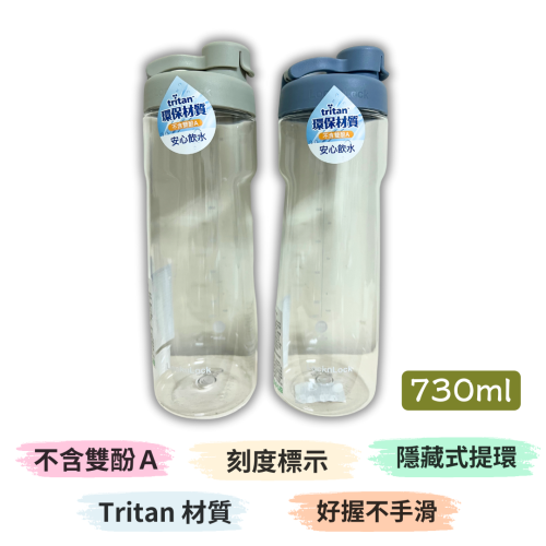 樂扣 簡約好握水壺 730ml 莫蘭迪綠 莫蘭迪藍 Tritan材質