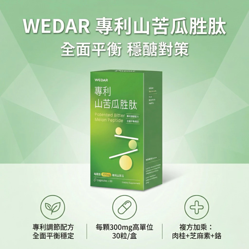 Wedar 薇達 苦瓜 山苦瓜胜肽 山苦瓜 肉桂 專利山苦瓜胜肽 30 顆 / 盒 超音波低溫萃取-細節圖2