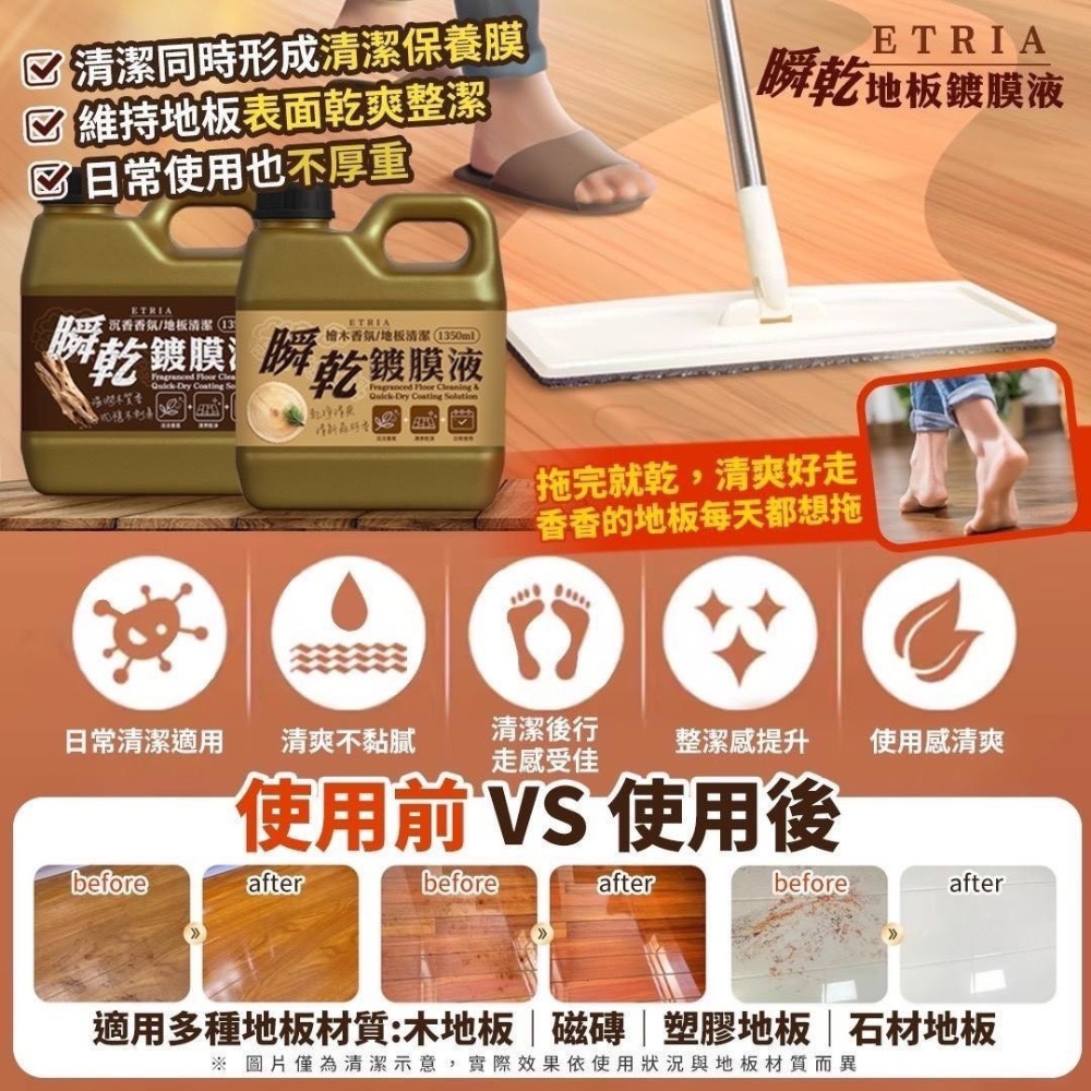 ETRIA 【沉香/檜木】香氛地板清潔瞬乾鍍膜液1350ml-細節圖3