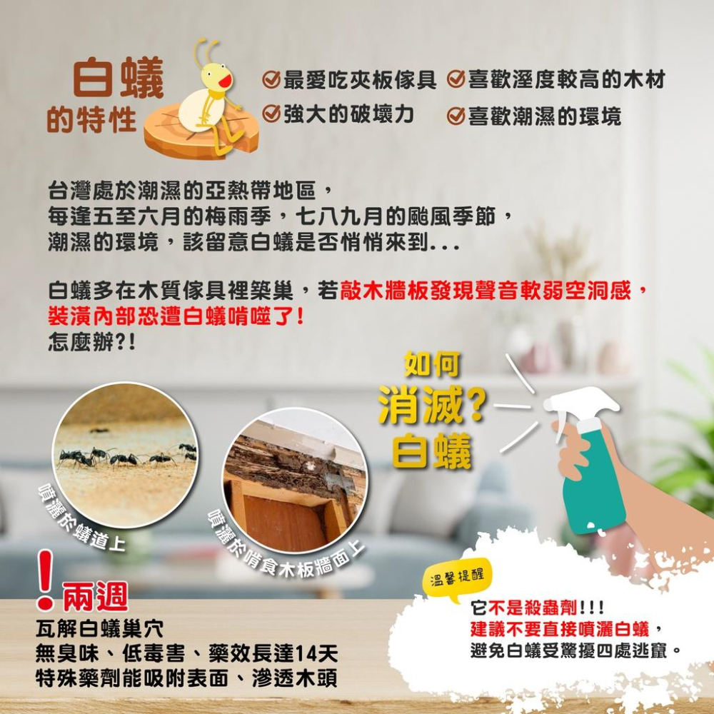 【現貨】白蟻專家 100ml 噴劑 室內戶外皆可用 奧除-細節圖2