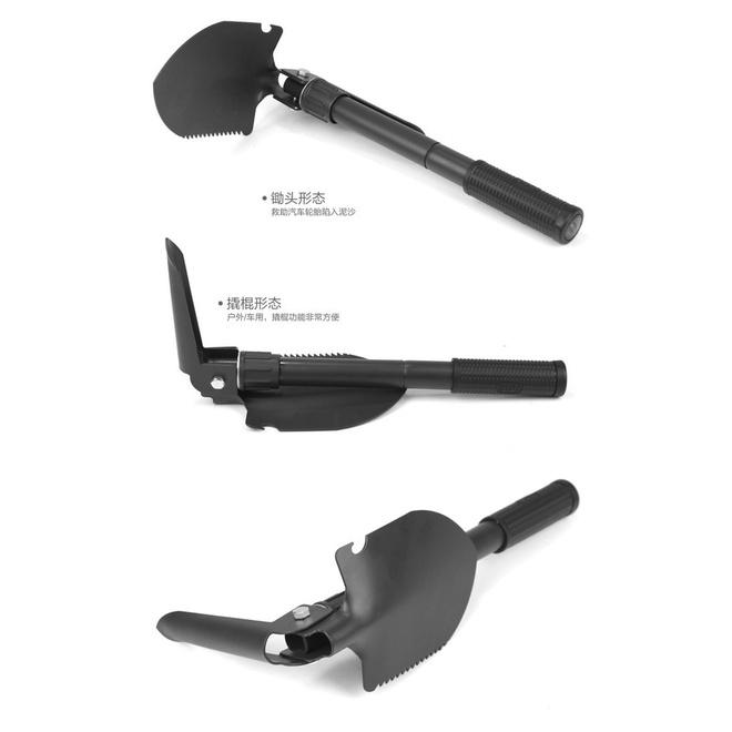 小號工兵鏟 戶外鐵鍬野營鏟四合一 多功能防身用釣魚折疊方鎬鋤頭-細節圖5