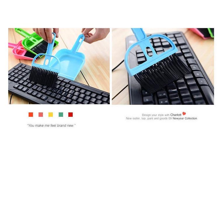 迷你桌面掃清潔刷 鍵盤刷 不挑色 帶簸箕小掃把2件套裝-細節圖2