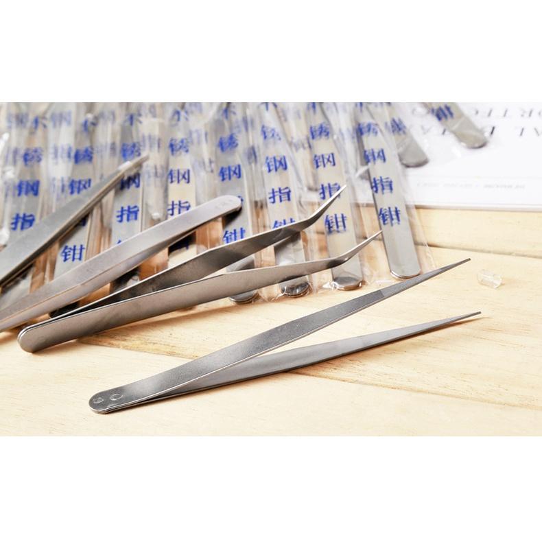 美甲工具不銹鋼鑷子尖頭彎頭鑷子貼鑽夾子美容diy用品美甲用品-細節圖2