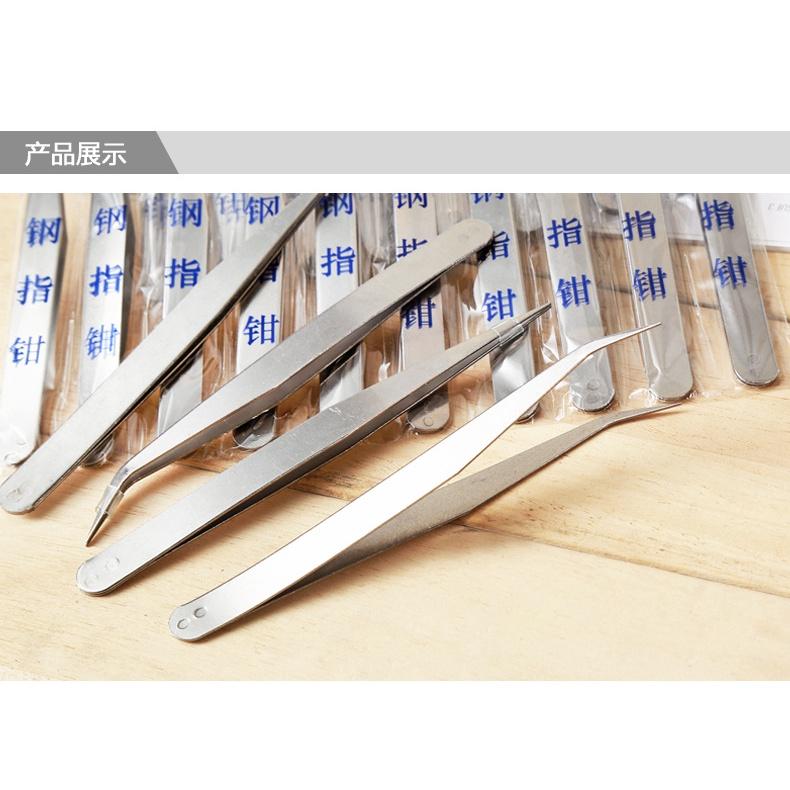 美甲工具不銹鋼鑷子尖頭彎頭鑷子貼鑽夾子美容diy用品美甲用品-細節圖5