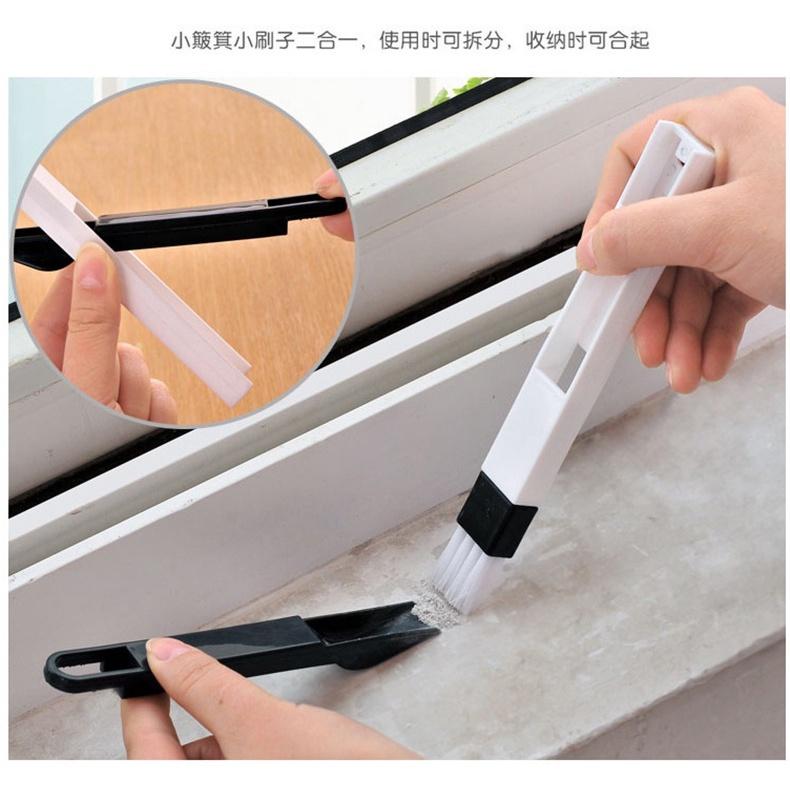 家用窗戶凹槽清潔刷 家用窗戶凹槽清潔刷 槽沟小刷子带簸箕缝隙刷 縫隙刷帶簸箕清潔工具洗網屏鍵盤配件-細節圖6