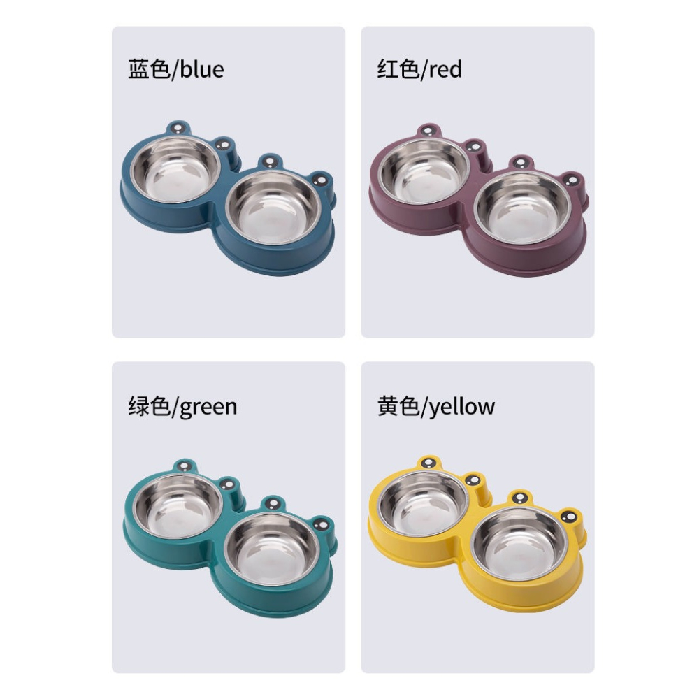 貓碗狗碗貓咪食盆 不銹鋼寵物雙碗 防打翻飲 水飯盆 貓盆狗盆 狗狗用品-細節圖2