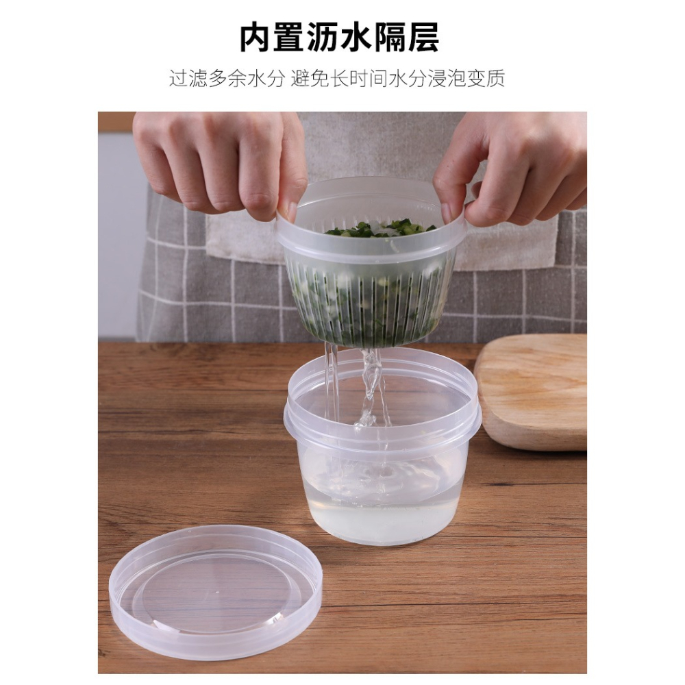 蔥花保鮮收納盒家用方形收納罐塑料透明瀝水冰箱密封盒冷凍儲物盒-細節圖4
