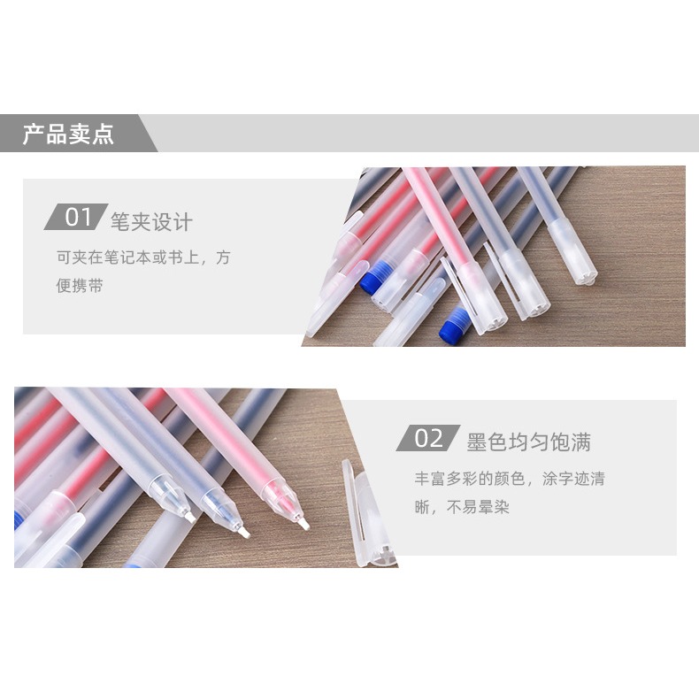 小白筆中性筆簽字筆透明磨砂無印風-細節圖5