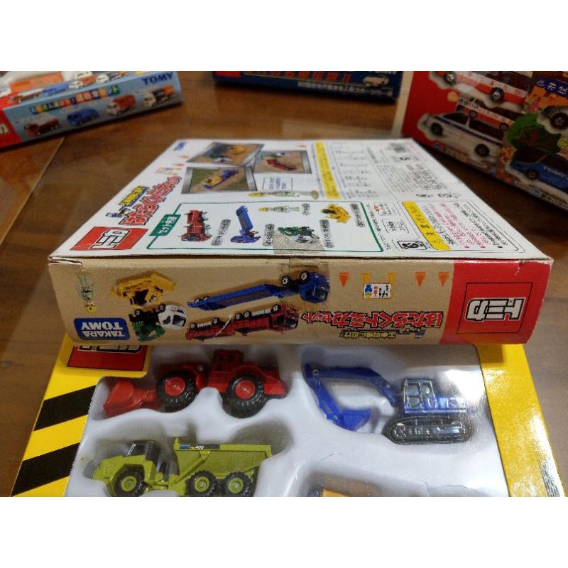 Tomica 日版 未開封 工事現場直行 板車 砂石車 連結車 推土機 盒損-細節圖3