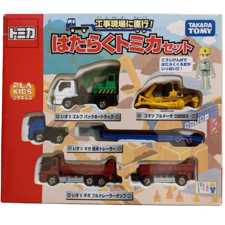 Tomica 日版 未開封 工事現場直行 板車 砂石車 連結車 推土機 盒損-細節圖6